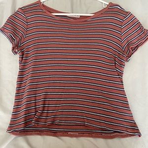 Pink and navy striped shirt